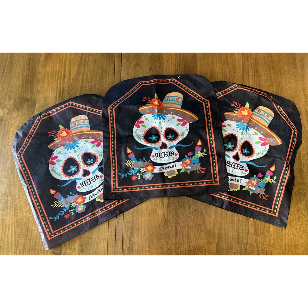 Sugar Skull Diade Muertos Slip Over Chair Back Covers Day Of The Dead Reusable
